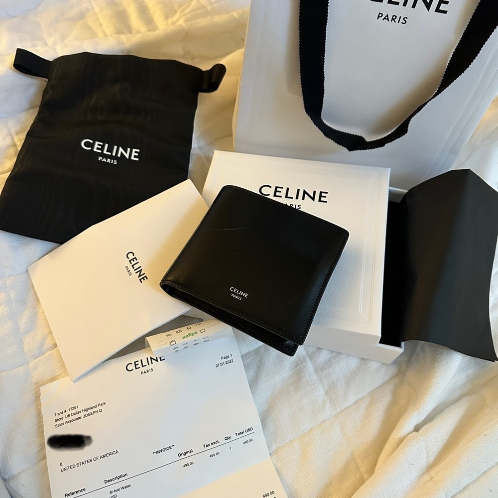 Celine black leather wallet